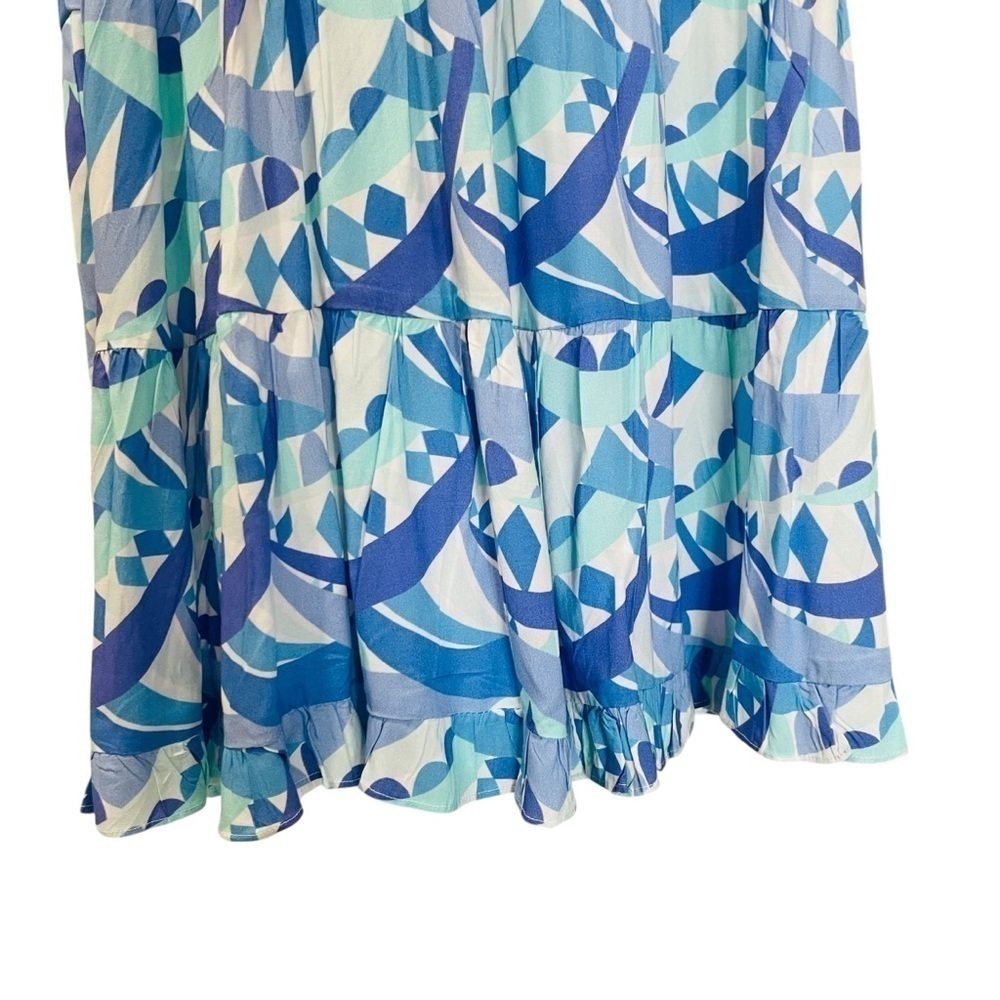 Sail To Sable Size XXL Poppy Ruffle Neck Tiered Dress Blue Multi NWT $268 - Picture 9 of 12